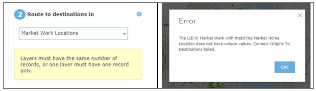 AGOL O-D error message table